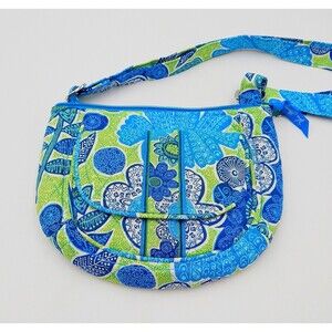 Vera Bradley Lizzy Crossbody Doodle Daisy Shoulder Bag Blue Green